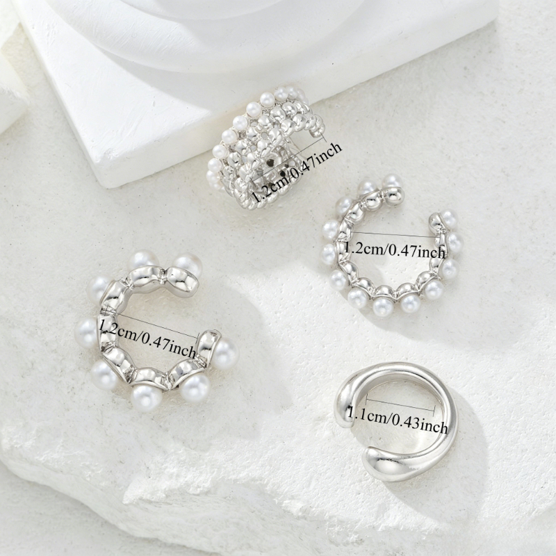 4pc Women's Elegant Ear Clip Set, No Piercing Required